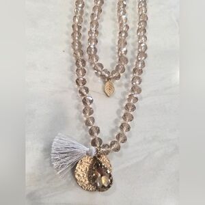 CHAMPAGNE Faceted Bead Necklace With Charms